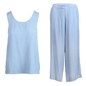 NWT CHÉRIE AMOUR Renee Pajama Set | Light Blue Sleeveless Top & Wide-Leg Pants
